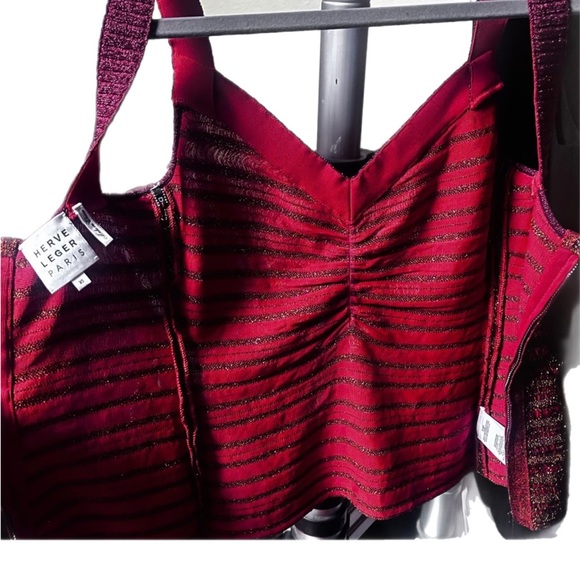 HERVE LEGER GLITZ QUALITY SLEEVELESS TOP ZIP CLOSURE IN BACK XS FITS TRUE TO SIZ - Picture 4 of 6